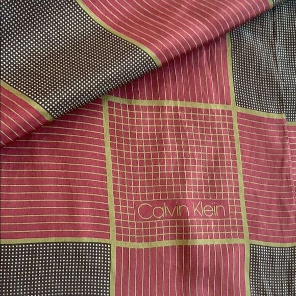 Calvin Klein silk geometric fringed scarf - Picture 4 of 9